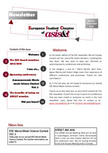 Newsletter European Student Chapter Issue 5, December 2014