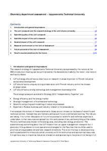 Chemistry department assessment – Lappeenranta Technical University  Contents 1.  Introduction and general impressions ................................................................................................. 1