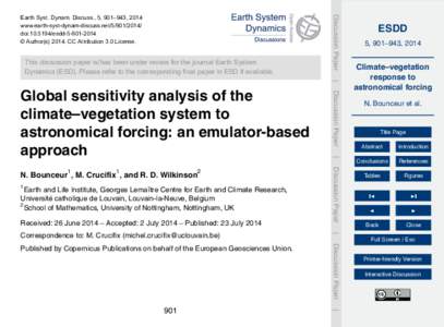 This discussion paper is/has been under review for the journal Earth System Dynamics (ESD). Please refer to the corresponding final paper in ESD if available. Discussion Paper  Earth Syst. Dynam. Discuss., 5, 901–943, 