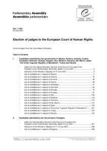 Election of judges to the European Court of Human Rights