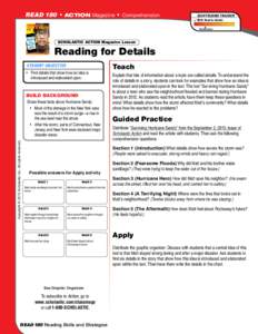 READ 180  • ACTION Magazine  •  Comprehension  Scaffolding Tracker ✓ Skill: Read for Details ▲