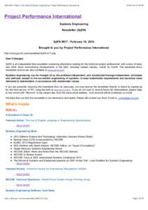 SyEN #017: News in the Field of Systems Engineering | Project Performance International:29 PM Project Performance International Systems Engineering