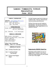 Lamoni Community School Newsletter June 2010