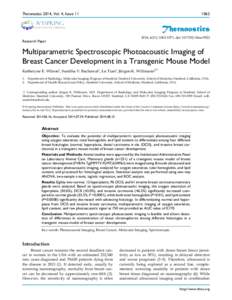 Optoacoustic imaging / Breast cancer / Photoacoustic spectroscopy / Carcinoma in situ / Preclinical imaging / Photoacoustic tomography / Hemoglobin / VisualSonics / Imaging science / Medicine / Medical imaging / Photoacoustic imaging in biomedicine