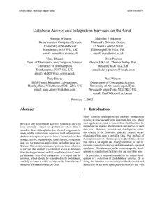 Database Access and Integration Services on the Grid