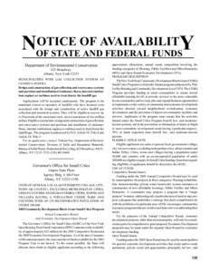 OTICE OF AVAILABILITY NOF STATE AND FEDERAL FUNDS Department of Environmental Conservation 625 Broadway Albany, New York 12233