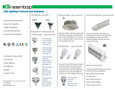 LED Lighting Products and Solutions LED Reflector Spot Light LED Down Light 3-year warranty  LED Tube T8 Retrofit 3-year warranty