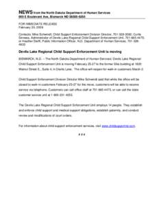 Microsoft Word - Devils Lake Child Support Enforcement Office moves to new location.doc