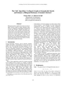 The CQC Algorithm: Cycling in Graphs to Semantically Enrich and Enhance a Bilingual Dictionary: Extended Abstract