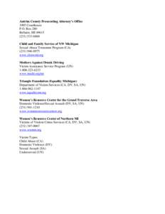 Antrim County Prosecuting Attorney’s Office 1905 Courthouse P.O. Box 280 Bellaire, MI[removed]6860 Child and Family Service of NW Michigan