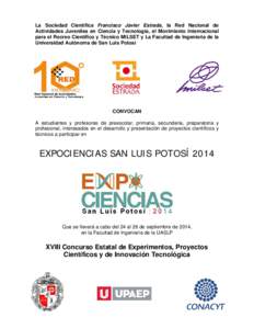 Microsoft Word - Expociencias San Luis Potosi 2014 convocatoria.doc