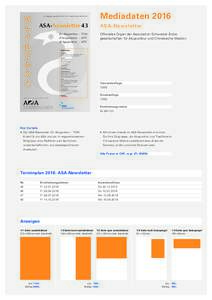 MediadatenJahrgang, Ausgabe Julième année, édition juillet 2015 ASA-Newsletter 43