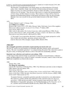 pp[removed]In: Tracing the evolution of organic/sustainable agriculture: a selected and annotated bibliography (AFSIC, [removed]Full-text: http://www.nal.usda.gov/afsic/pubs/tracing/tracing.shtml The Pimentels’ groundbre