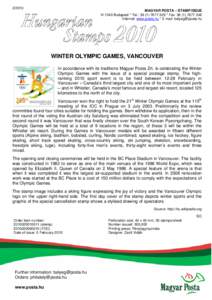 Whistler /  British Columbia / Pyeongchang / Olympic Games / Vancouver / Winter sport / Provinces and territories of Canada / Sport in Vancouver / Venues of the 2010 Winter Olympics / Canada Post stamp releases / Sports / Winter Olympic Games / British Columbia