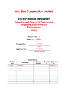 Wan Bao Construction Limited Environmental Instruction Selection and Control of Contractors Regarding Environmental Performance (EI-05)