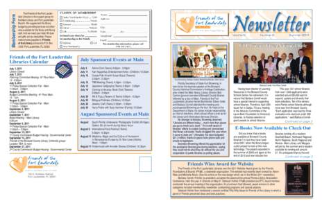 Membership Form  Newsletter The Friends of the Fort Lauderdale Libraries is the support group for