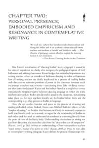 CHAPTER TWO:  PERSONAL PRESENCE, EMBODIED EMPIRICISM AND RESONANCE IN CONTEMPLATIVE WRITING