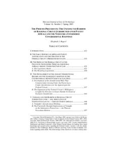 Harvard Journal of Law & Technology Volume 16, Number 2 Spring 2003 THE PHOENIX PRECEDENTS : THE UNEXPECTED R EBIRTH OF R EGIONAL C IRCUIT J URISDICTION OVER PATENT APPEALS AND THE N EED FOR A CONSIDERED