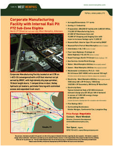 www.westmemphis.com  T O TA L AVA I L A B I L I T Y Corporate Manufacturing Facility with Internal Rail Pit