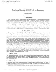 AIAA46th AIAA Aerospace Sciences Meeting and ExhibitJanuary 2008, Reno, Nevada  Benchmarking the CGNS I/O performance