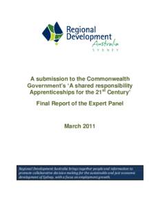 A submission to the Commonwealth Government’s ‘A shared responsibility Apprenticeships for the 21st Century’ Final Report of the Expert Panel  March 2011