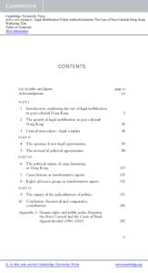 Cambridge University Press[removed]9 - Legal Mobilization Under Authoritarianism: The Case of Post-Colonial Hong Kong Waikeung Tam Table of Contents More information