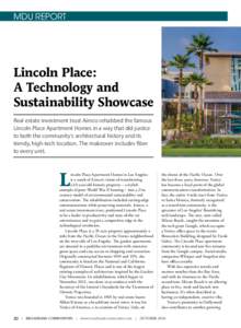 MDU REPORT  Lincoln Place: A Technology and Sustainability Showcase Real estate investment trust Aimco rehabbed the famous
