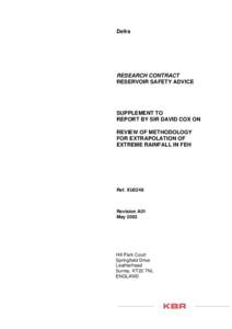 Defra  RESEARCH CONTRACT RESERVOIR SAFETY ADVICE  SUPPLEMENT TO