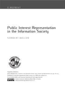 norbert bollow: public interest representation in the information society  1 E-REPRINT