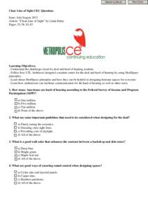 Submit by Email  Print Form Clear Line of Sight CEU Questions Issue: July/August 2013