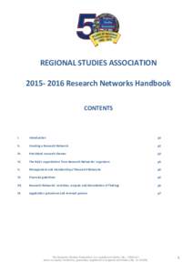 REGIONAL STUDIES ASSOCIATIONResearch Networks Handbook CONTENTS I.