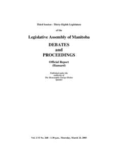 LEGISLATIVE ASSEMBLY OF MANITOBA