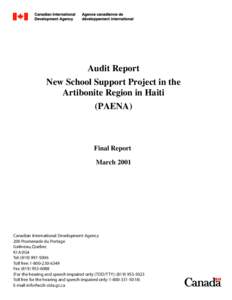 Audit Report New School Support Project in the Artibonite Region in Haiti (PAENA)  Final Report