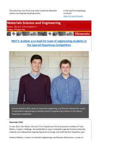 This email was sent from Iowa State University Materials Science and Engineering Department. Is this email not displaying correctly? View it in your browser.