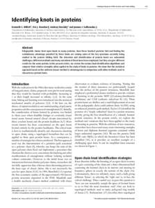 Topological Aspects of DNA Function and Protein Folding  Identifying knots in proteins