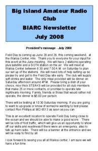 Big Island Amateur Radio Club BIARC Newsletter