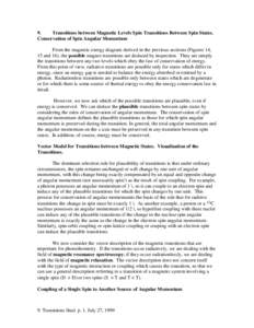 9. Transitions between Magnetic Levels Spin Transitions Between Spin States. Conservation of Spin Angular Momentum From the magnetic energy diagram derived in the previous sections (Figures 14, 15 and 16), the possible m