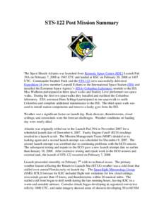 STS-122 Post Mission Summary