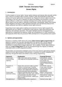 OFFICIALCSSF: Thematic Information Paper Human Rights