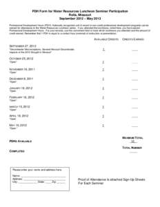 PDH Form for Hydraulic Engineering Luncheon Participation