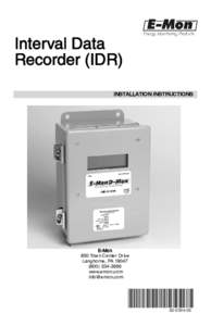 Interval Data Recorder (IDR) Installation Manual