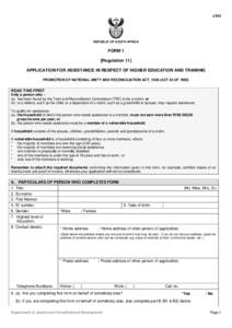 J 944  REPUBLIC OF SOUTH AFRICA FORM 1 [Regulation 11]