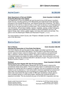 2011 GRANTS AWARDED  ASOTIN COUNTY $4,200,000