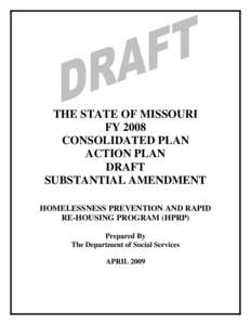 THE STATE OF MISSOURI FY 2008 CONSOLIDATED PLAN ACTION PLAN DRAFT SUBSTANTIAL AMENDMENT