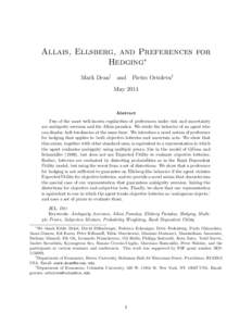 Allais, Ellsberg, and Preferences for Hedging∗ Mark Dean† and Pietro Ortoleva‡ May[removed]Abstract