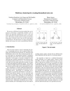 Multiway clustering for creating biomedical term sets Vasileios Kandylas, Lyle Ungar and Ted Sandler Computer and Information Science University of Pennsylvania Philadelphia, PAkandylas,ungar,