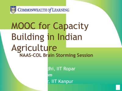 MOOC for Capacity Building in Indian Agriculture