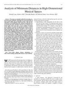 IEEE TRANSACTIONS ON AUDIO, SPEECH, AND LANGUAGE PROCESSING, VOL. 16, NO. 5, JULY[removed]Analysis of Minimum Distances in High-Dimensional Musical Spaces