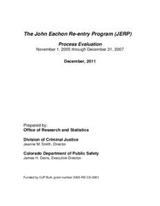 John Eachon Re-Entry Program (JERP): Process Evaluation (December 2011)