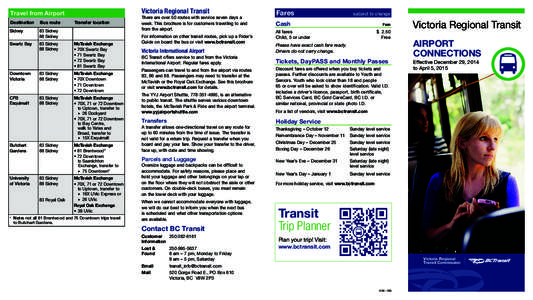 Victoria Regional Transit  Travel from Airport Destination  Bus route